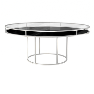 Стол "Loft" белый, прозрачная столешница, черное подстолье