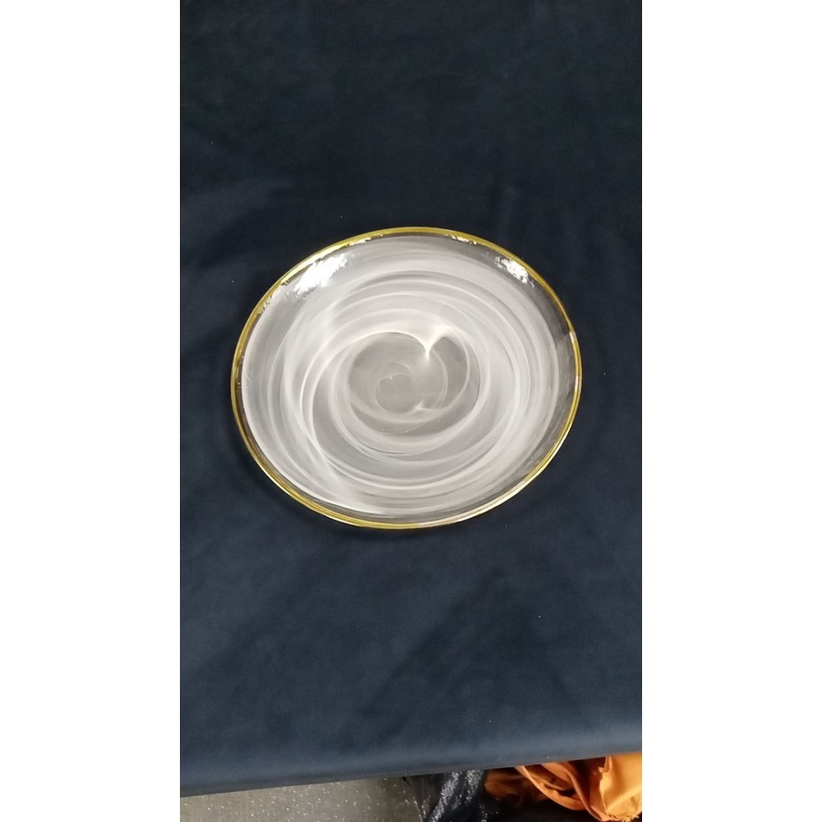Тарелка сервизная "White smoke" с золотым кантом - Фото миниатюра 2