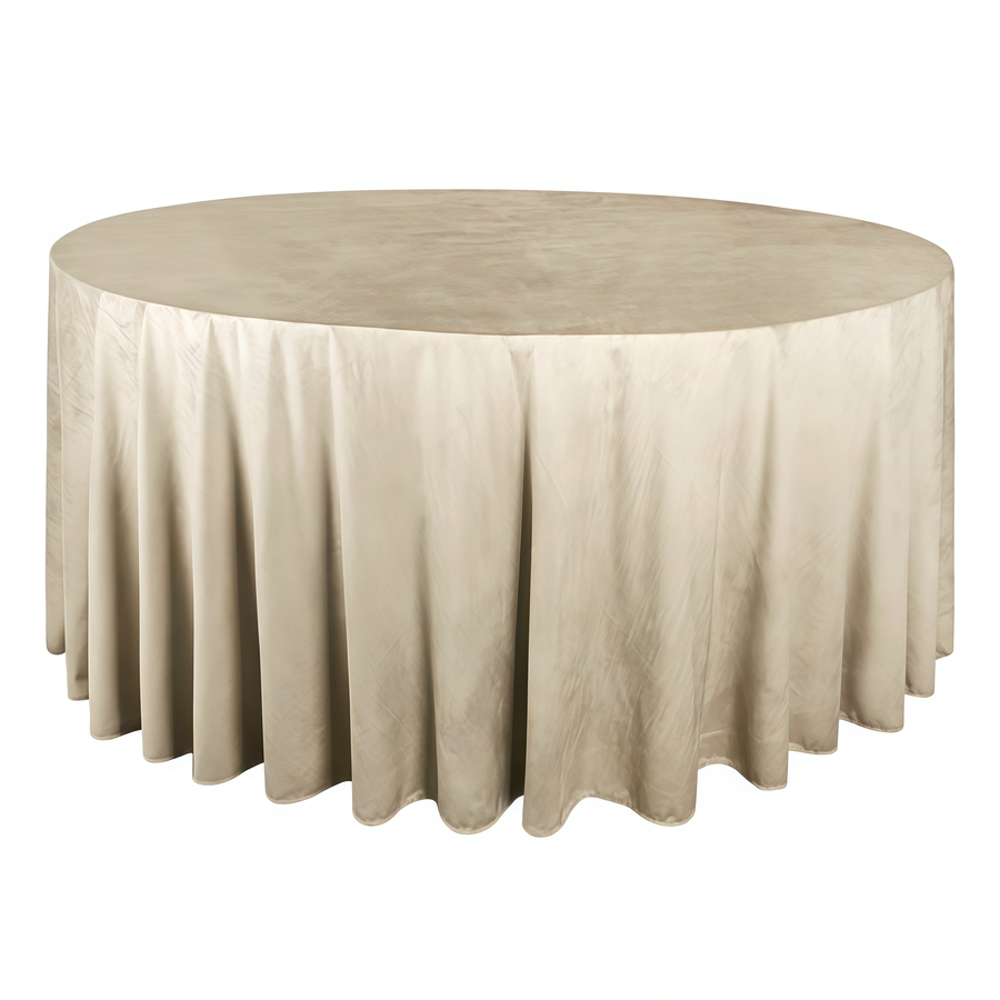 Скатерть круглая бархат светло-бежевая - Фото основное 1