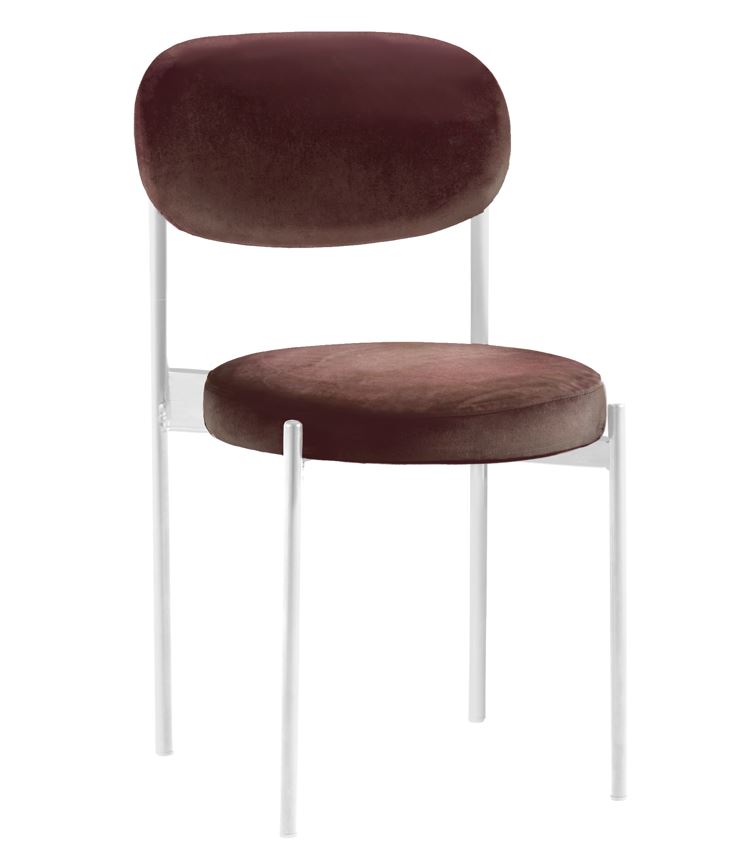 Стул Monaco белый, бархат темный шоколад