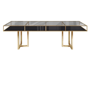 Стол "Loft Gold", дымчатая столешница, черное подстолье