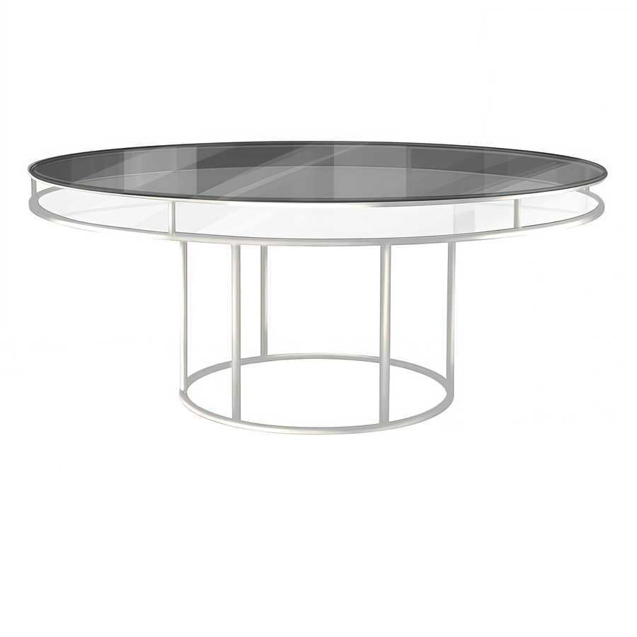 Стол "Loft" белый, дымчатая столешница, белое подстолье - Фото миниатюра 1