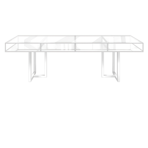 Стол "Loft White", прозрачная столешница, белое подстолье