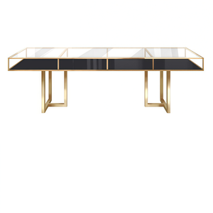 Стол "Loft Gold", прозрачное стекло, черное подстолье