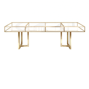 Стол "Loft Gold", прозрачная столешница, белое подстолье - Фото 1