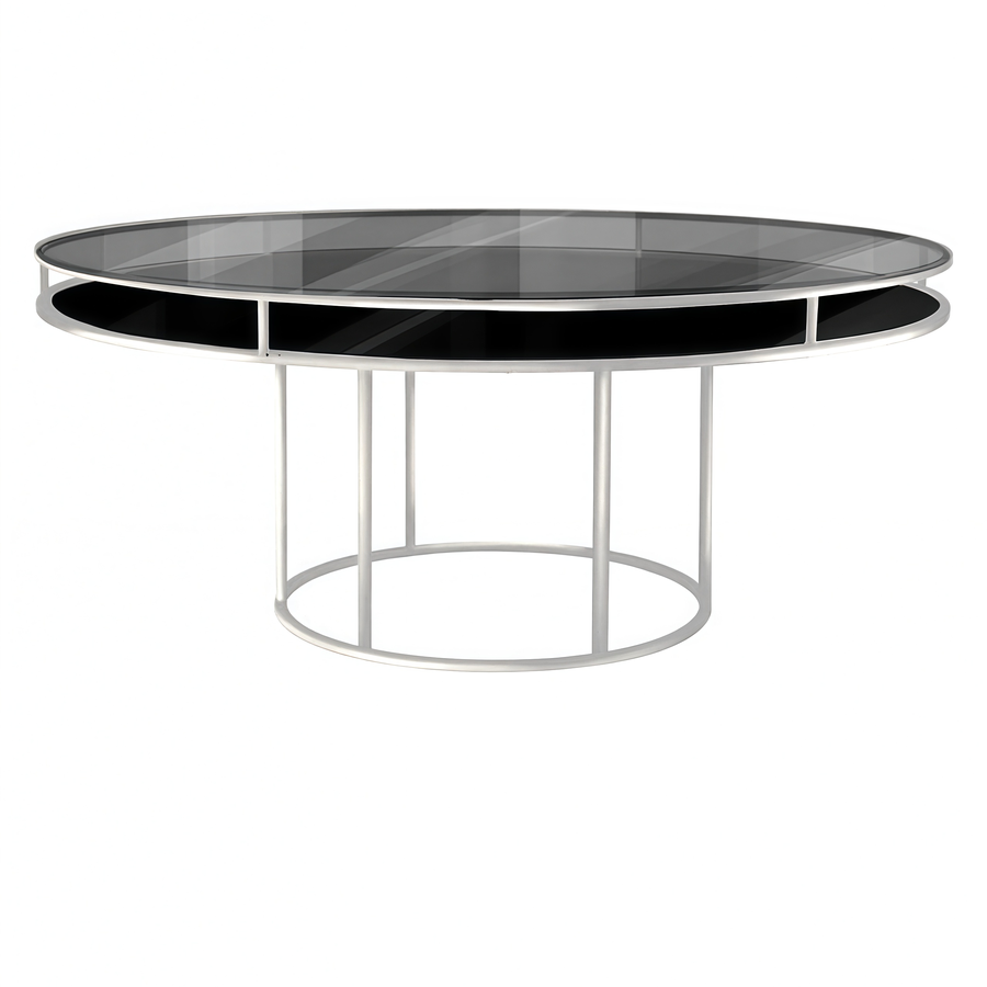 Стол "Loft" белый, дымчатая столешница, черное подстолье - Фото миниатюра 1