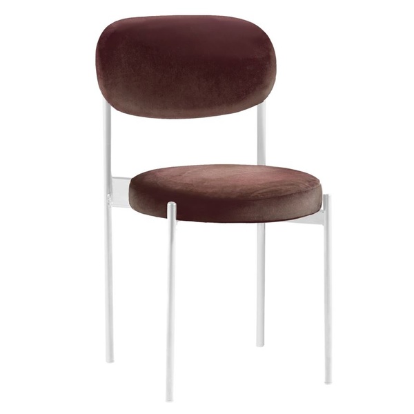 Стул Monaco белый, бархат темный шоколад