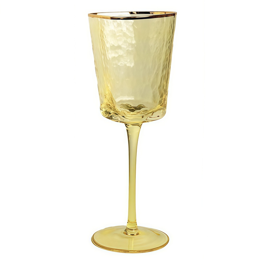 Бокал для вина «Bloom медовый» с золотым кантом - Фото миниатюра 1