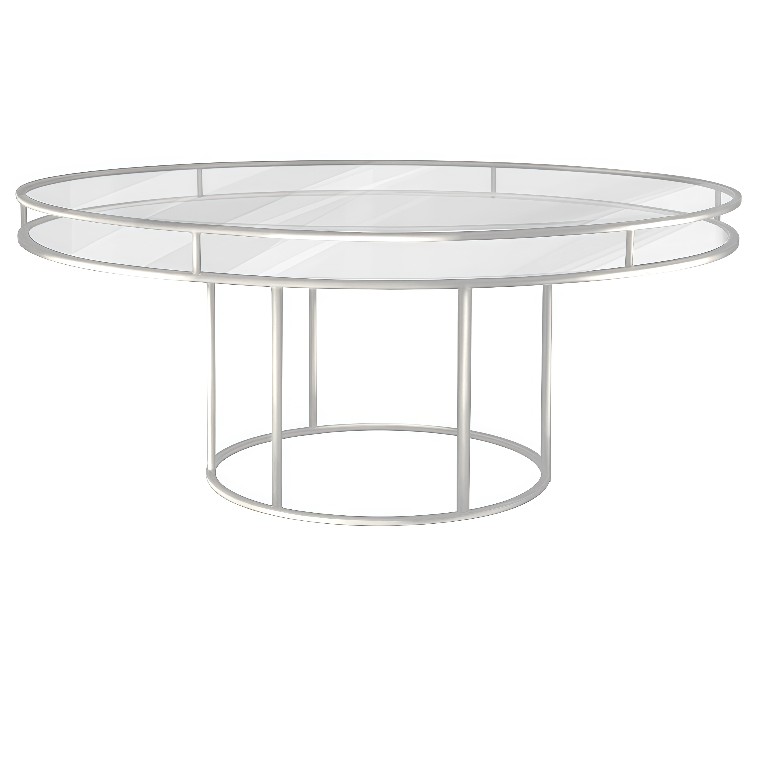 Стол "Loft" белый, прозрачная столешница, белое подстолье