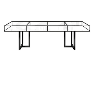 Стол "Loft Black", прозрачная столешница, белое подстолье