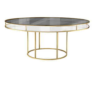 Стол "Loft" золото, столешница дымчатая, белое подстолье