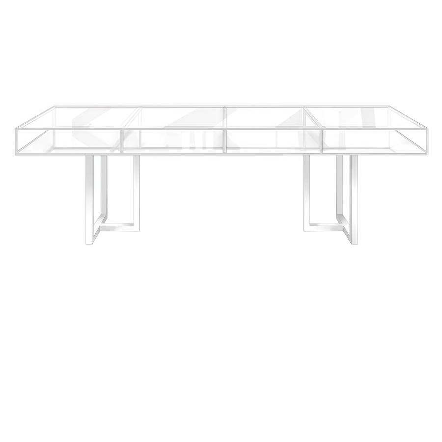 Стол "Loft White", прозрачная столешница, белое подстолье - Фото миниатюра 1