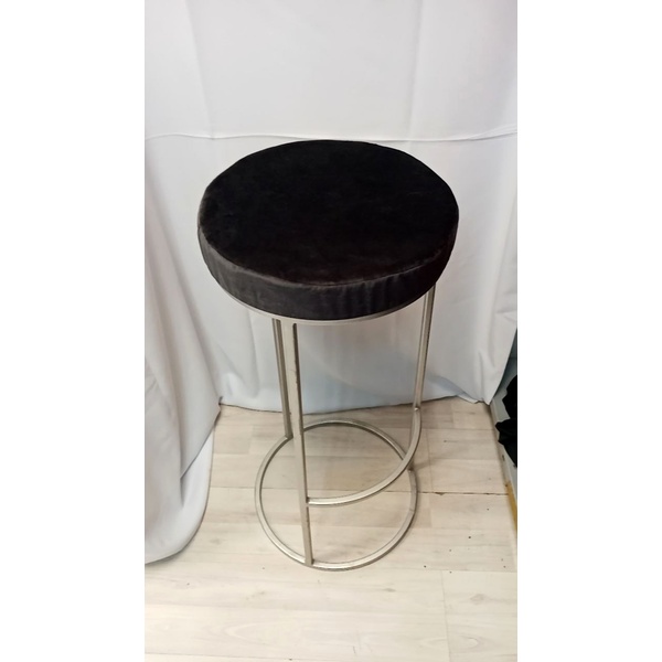 Барный стул серебро, графитовый бархат - Фото 2