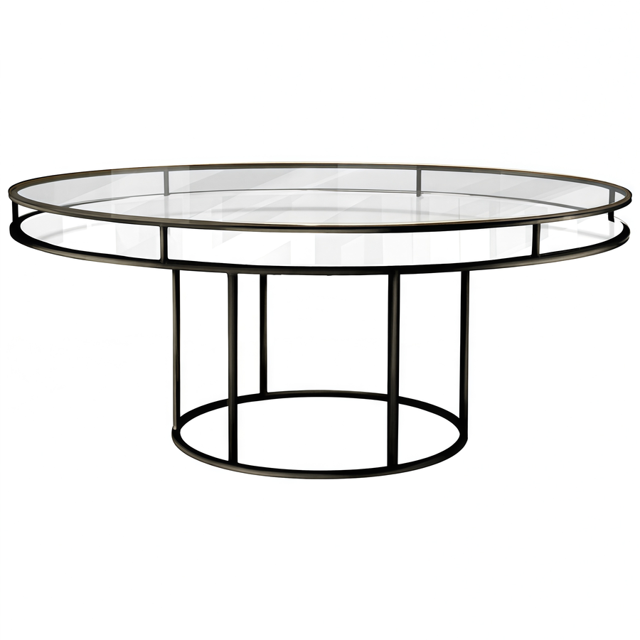 Стол "Loft" черный, прозрачная столешница, белое подстолье - Фото миниатюра 1