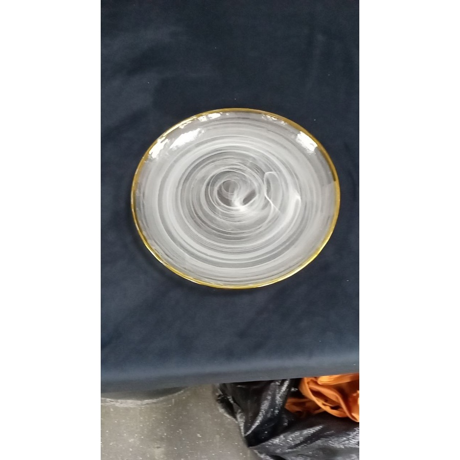 Подстановочная тарелка "White smoke" с золотым кантом - Фото миниатюра 2