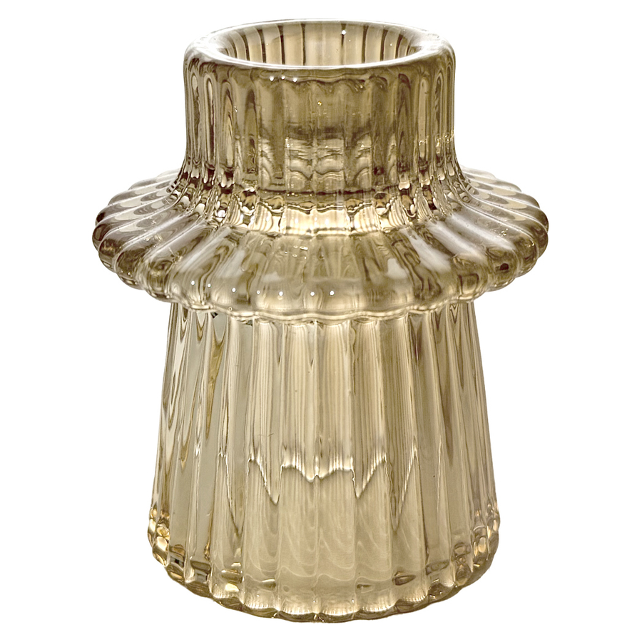 Подсвечник "Гермиона" стеклянный янтарный - Фото миниатюра 1