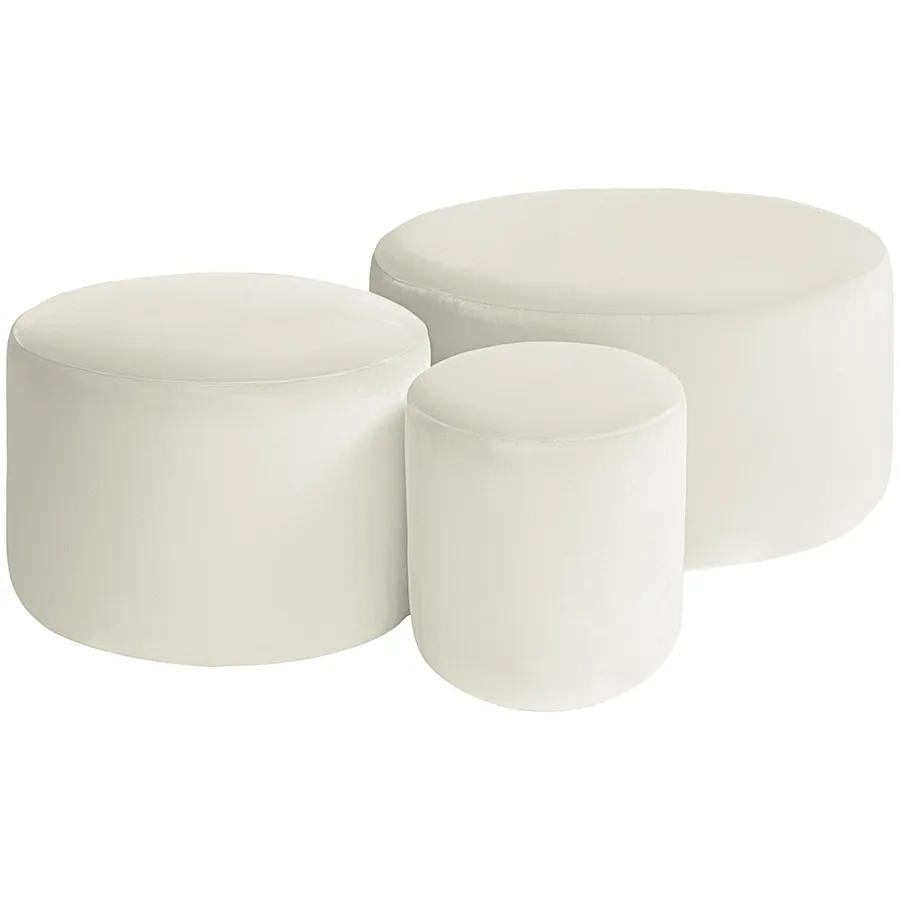 Набор пуфов "Фуфик" жемчужный бархат - Фото основное 1