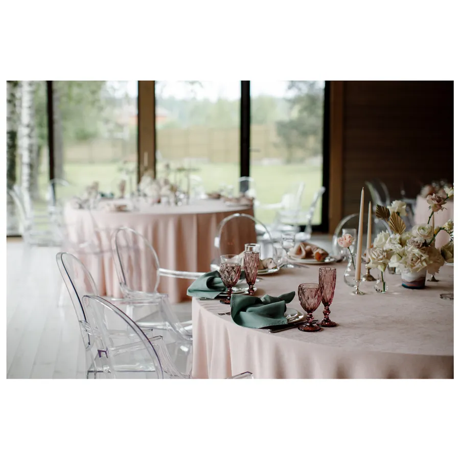 Скатерть канвас "Гамма" пудровая круглая - Фото миниатюра 5