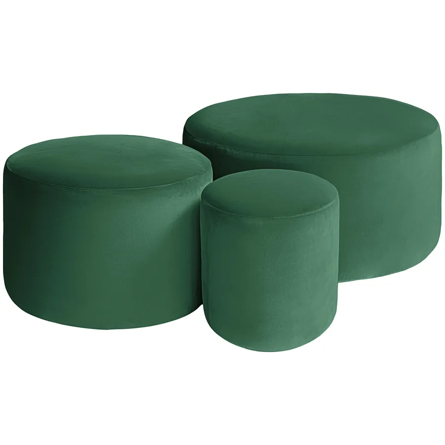 Набор пуфов "Фуфик" | зеленый малахит бархат - Фото основное 1