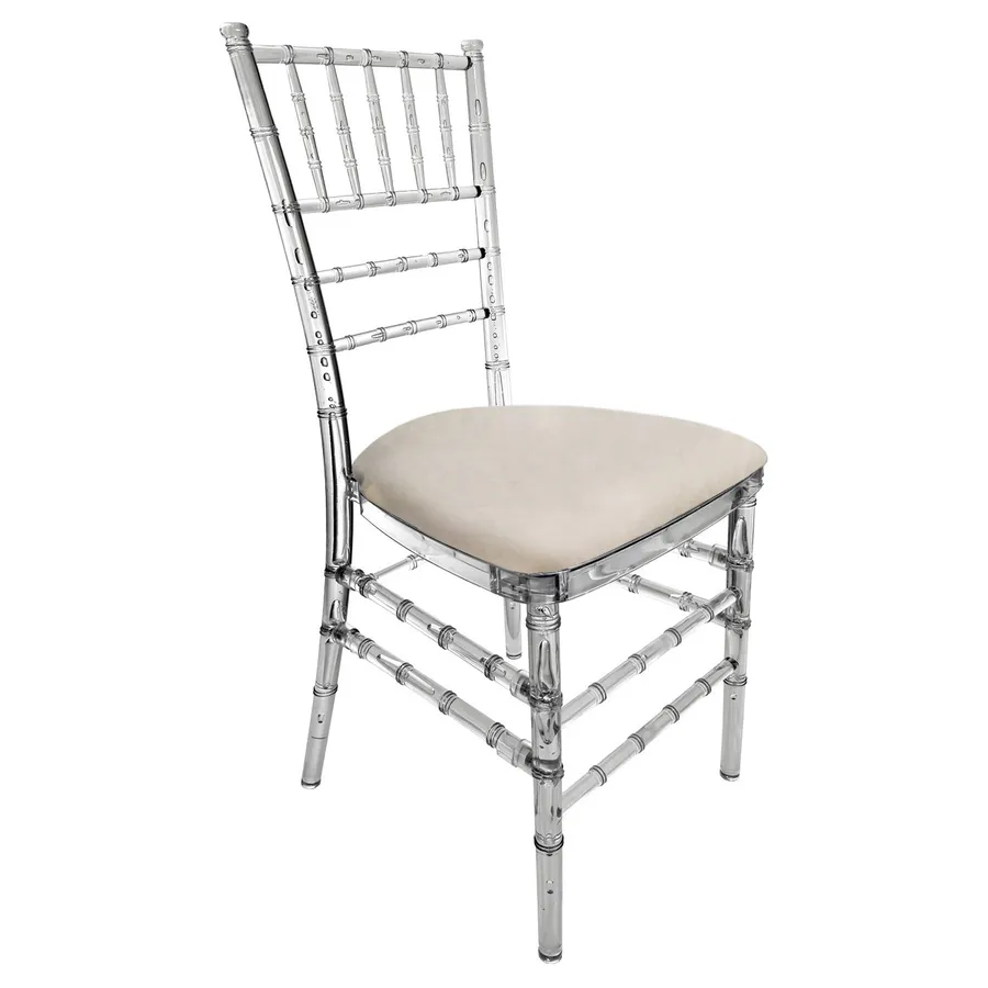 Стул "Тиффани" прозрачный, кокосовый раф бархат - Фото основное 1