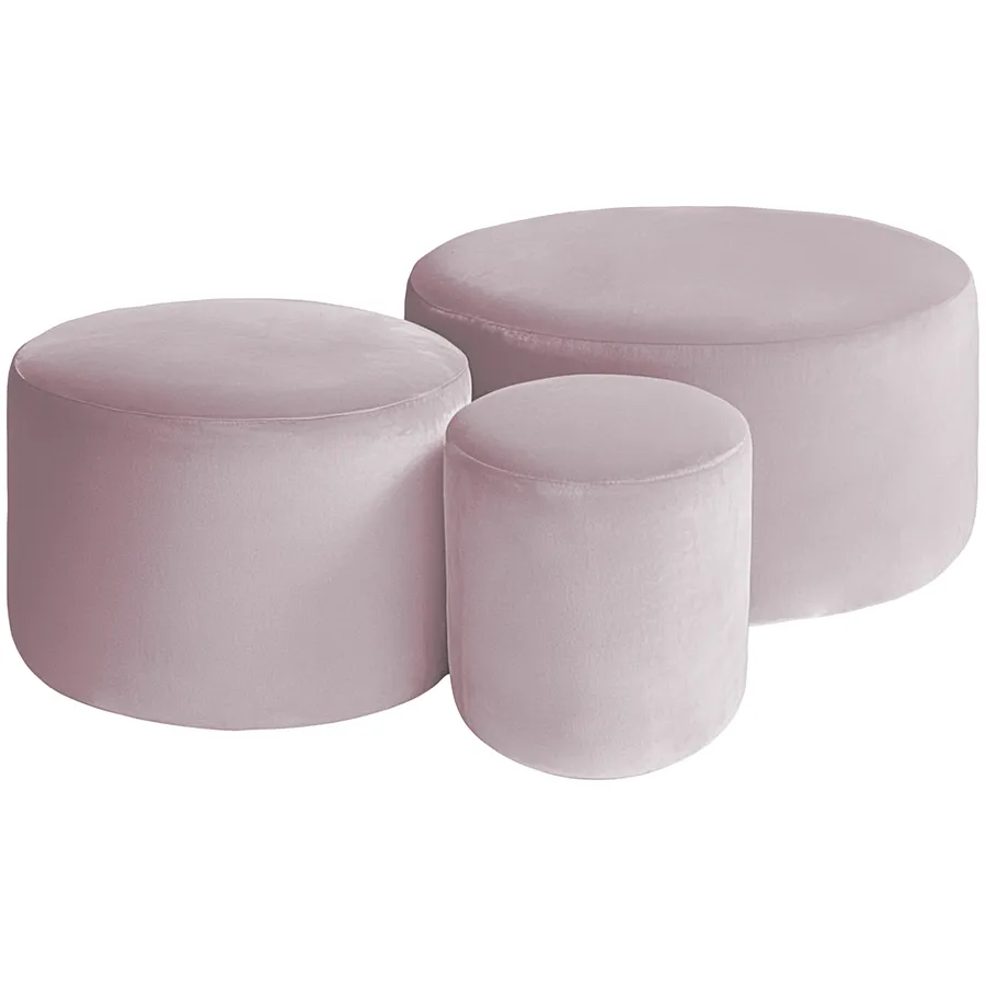 Набор пуфов "Фуфик" бледно-розовый бархат - Фото основное 1