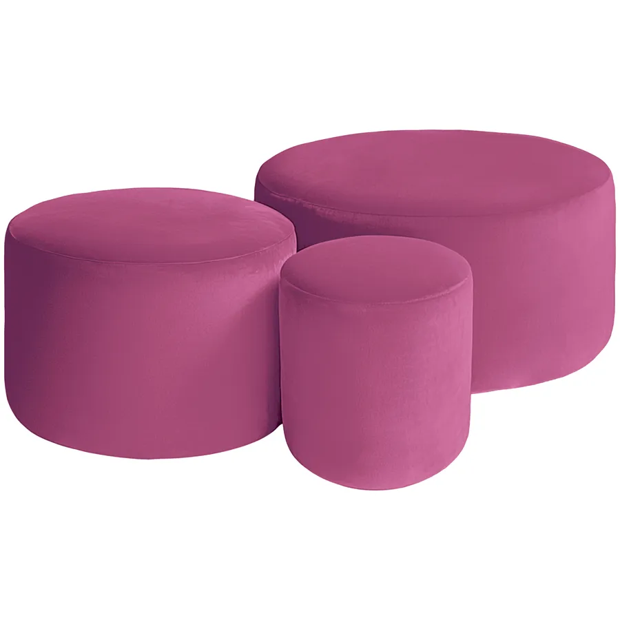 Набор пуфов "Фуфик" | малиновый бархат - Фото основное 1