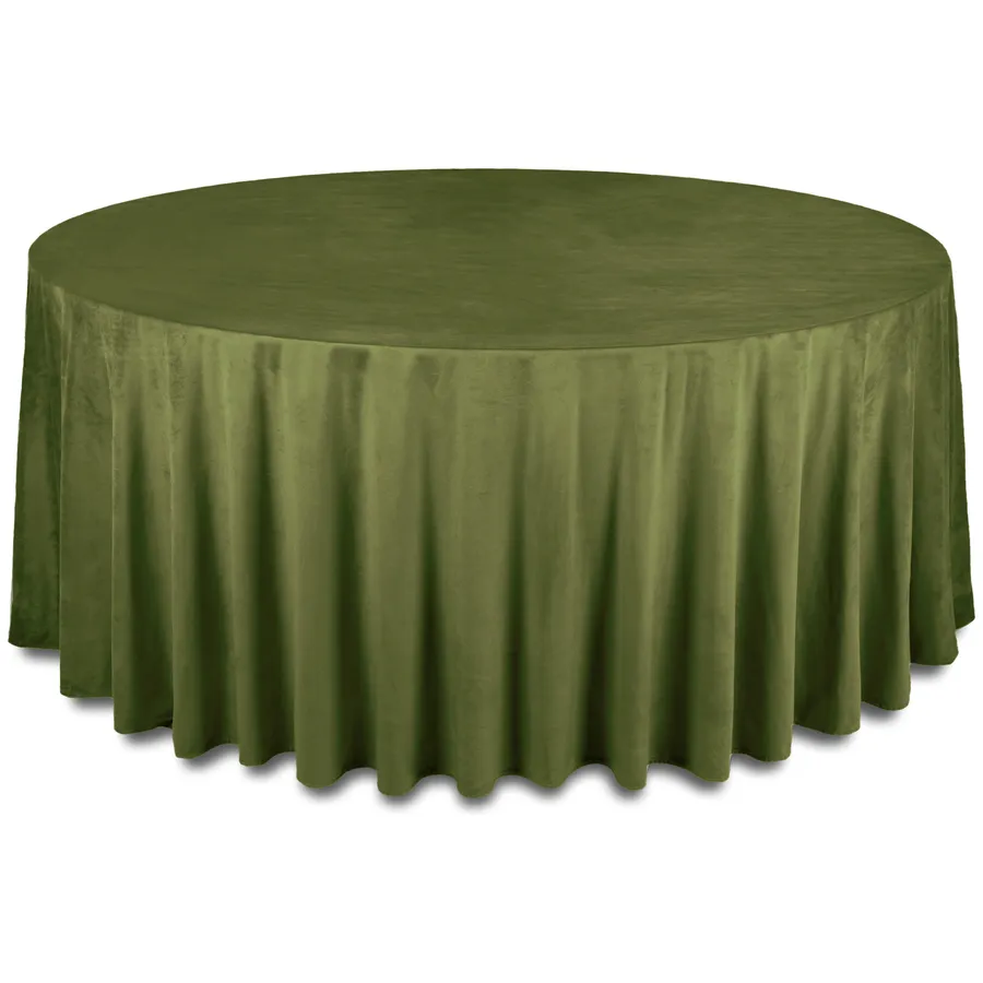 Скатерть бархатная "Бета" зеленый чай круглая - Фото миниатюра 1