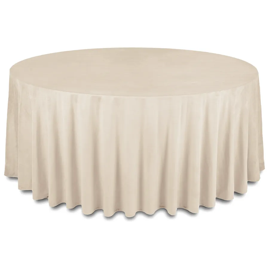 Скатерть бархатная "Бета" кокосовый раф круглая - Фото миниатюра 1