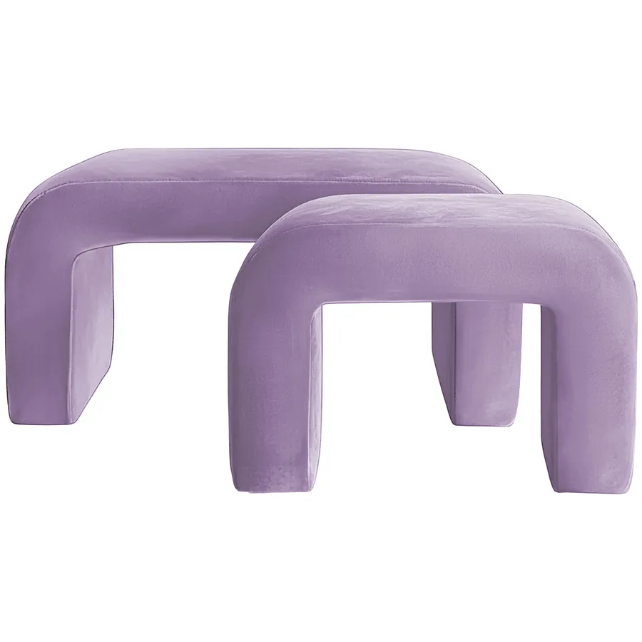 Набор пуфов "Боу" | фиалковый бархат - Фото миниатюра 1