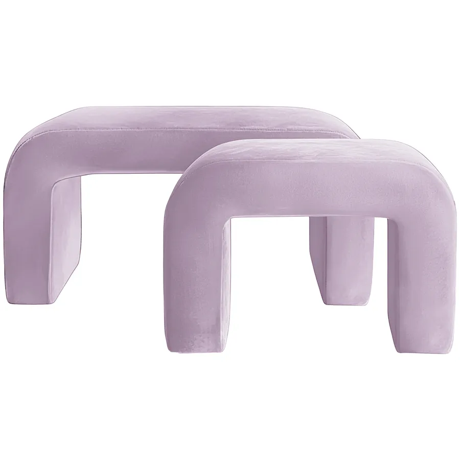 Набор пуфов "Боу" | сиреневая дымка бархат - Фото миниатюра 1
