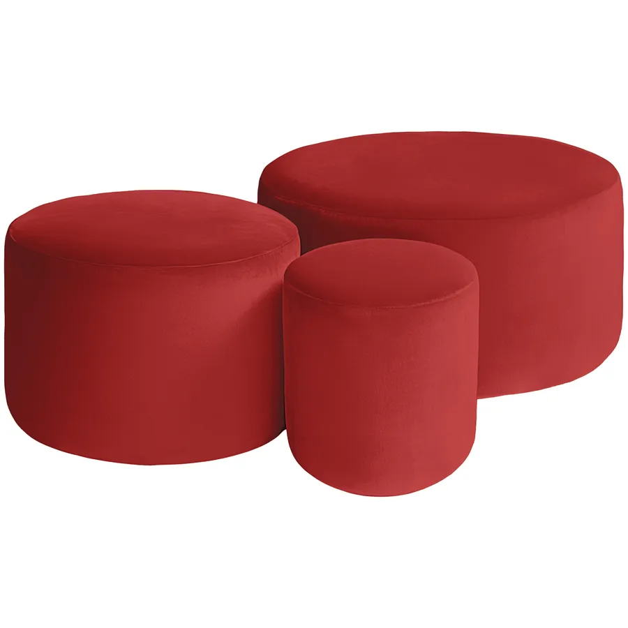 Набор пуфов "Фуфик" клубничный бархат - Фото основное 1