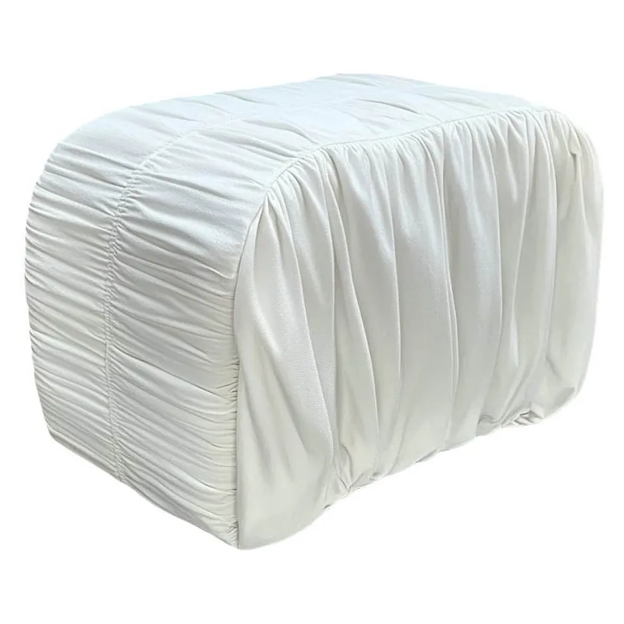 Пуфик "Боу" мини | белый ландыш драпировка бархат - Фото миниатюра 1