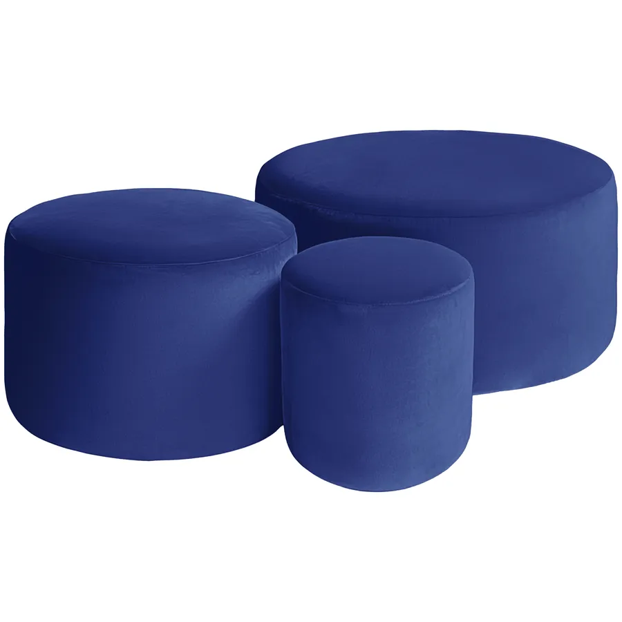 Набор пуфов "Фуфик" синий Ван Гога бархат - Фото миниатюра 1