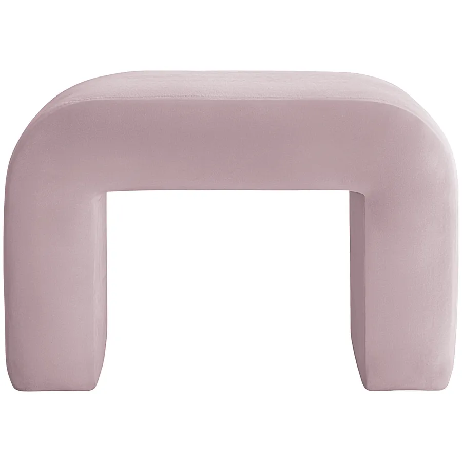 Пуфик "Боу" мини | бледно-розовый бархат - Фото миниатюра 1