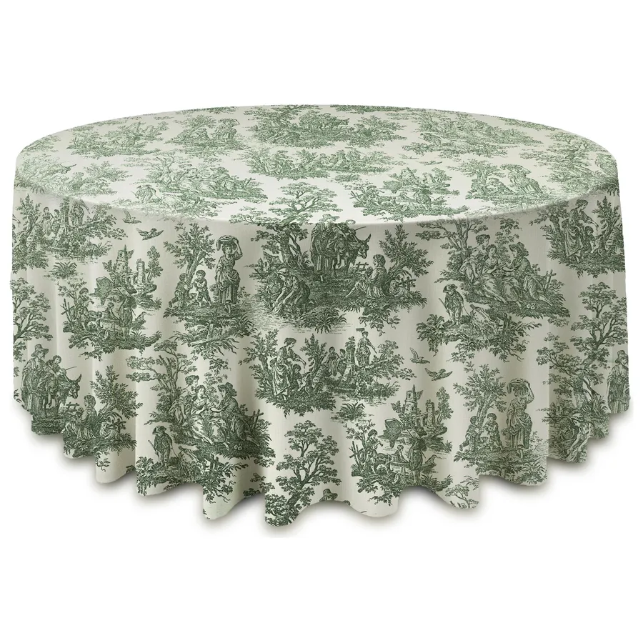Скатерть "Каппа" Диор зеленая круглая - Фото миниатюра 1