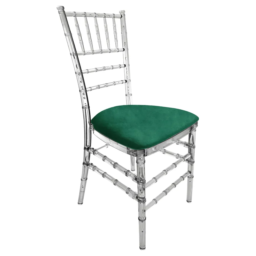 Стул "Тиффани" прозрачный, зеленый малахит бархат - Фото основное 1