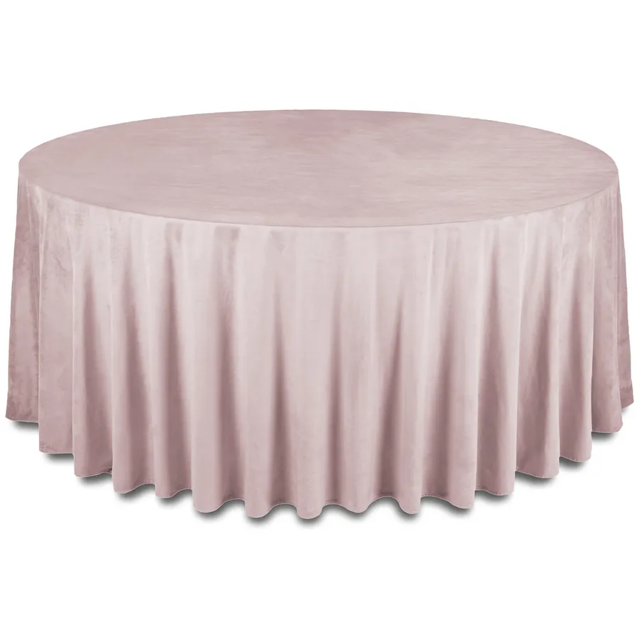 Скатерть бархатная "Бета" бледно-розовая круглая - Фото миниатюра 1
