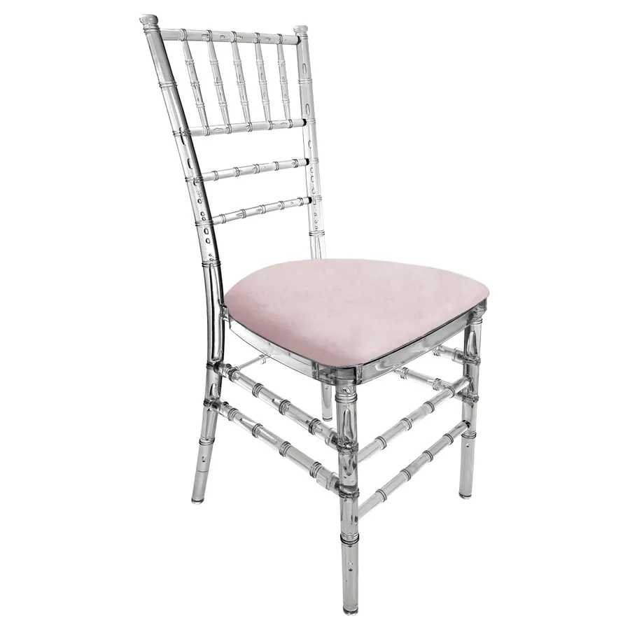 Стул "Тиффани" прозрачный, бледно-розовый бархат - Фото основное 1