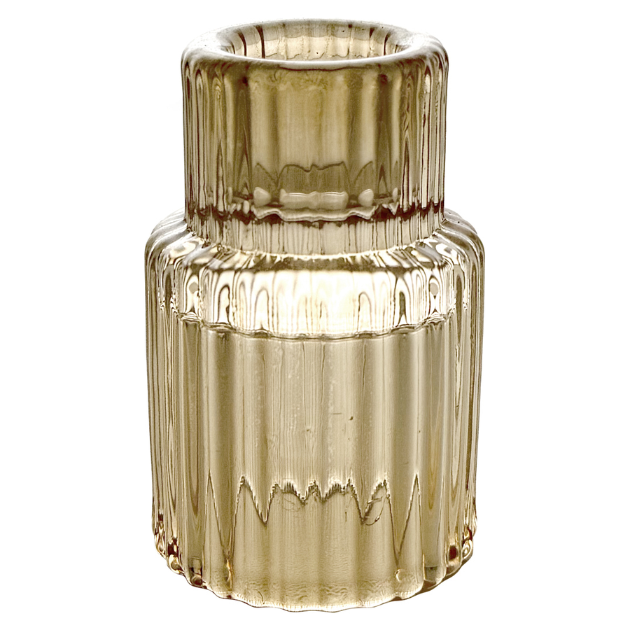 Подсвечник "Гарри" стеклянный янтарный - Фото миниатюра 1