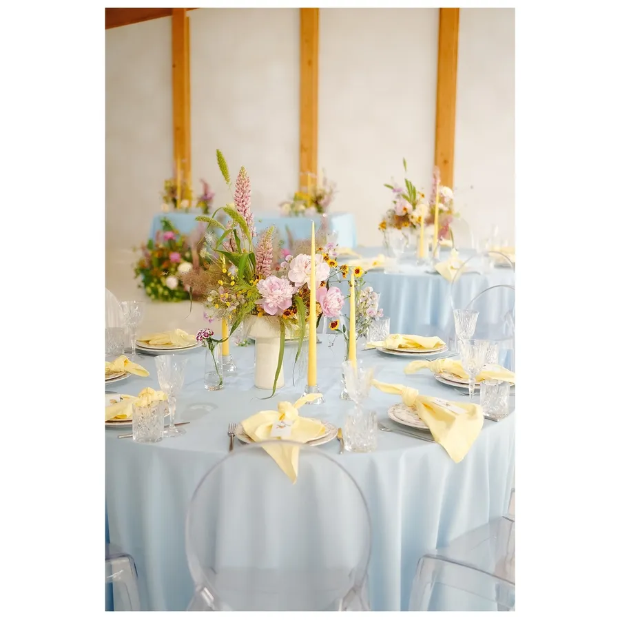 Скатерть "Альфа" пастельно-голубая круглая - Фото миниатюра 3