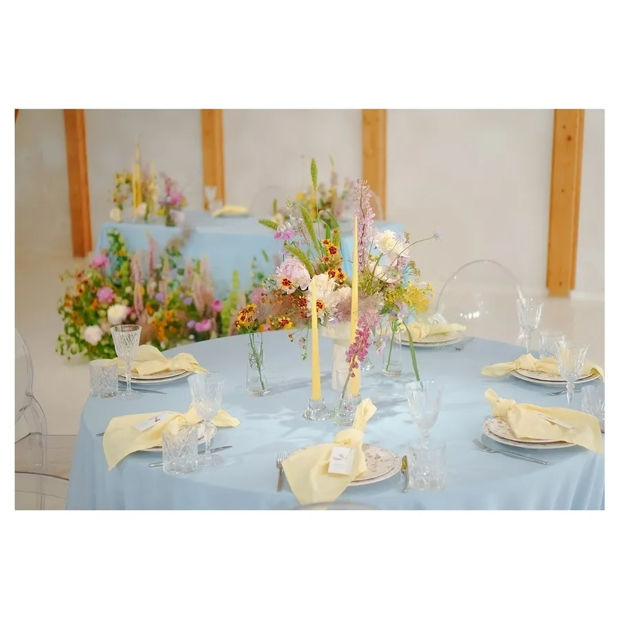 Скатерть "Альфа" пастельно-голубая круглая - Фото миниатюра 2