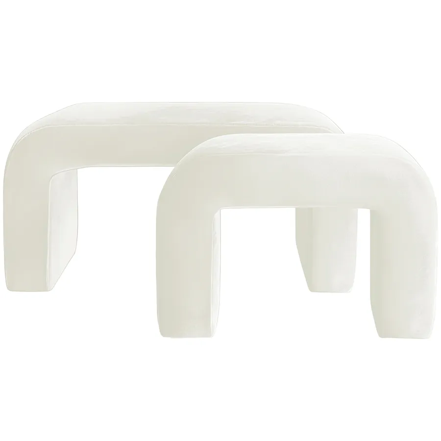 Набор пуфов "Боу" | жемчужный бархат - Фото основное 1