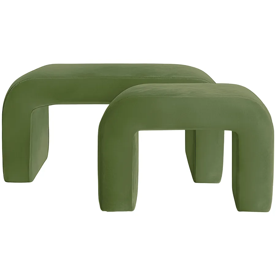 Набор пуфов "Боу" зеленый чай бархат - Фото миниатюра 1