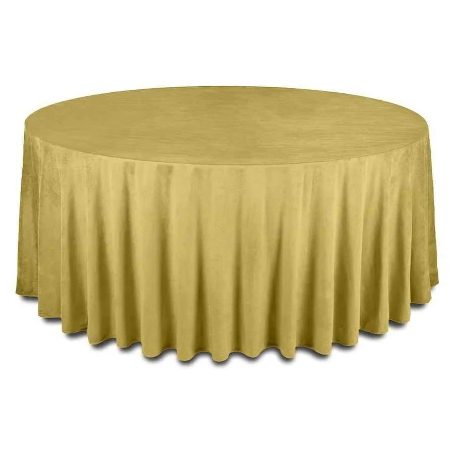 Скатерть бархатная "Бета" золотая горчица круглая - Фото миниатюра 1