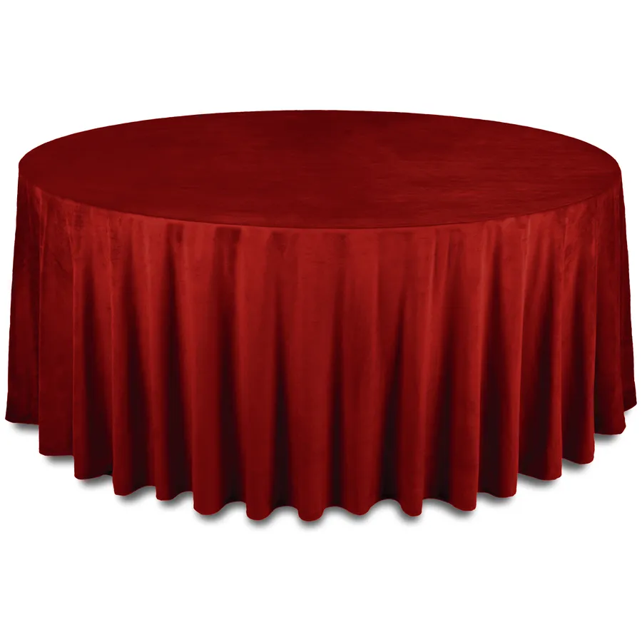 Скатерть бархатная "Бета" гранатовая круглая - Фото миниатюра 1