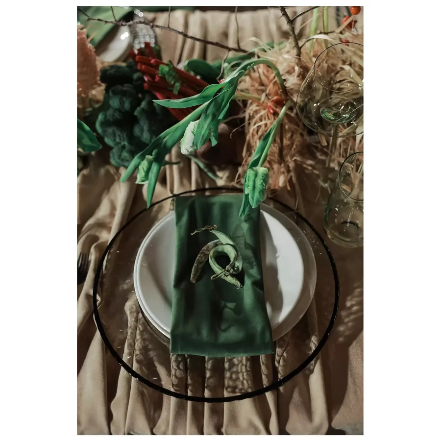 Салфетка бархатная "Бета" зеленый чай - Фото миниатюра 3