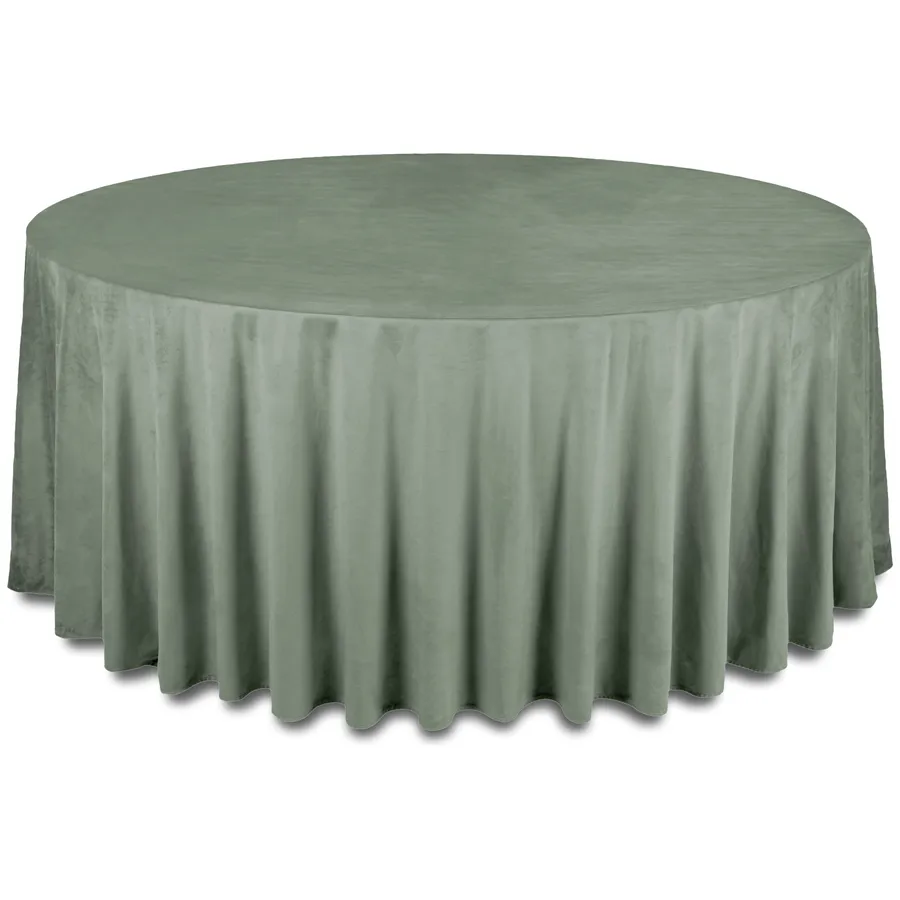 Скатерть бархатная "Бета" шалфей серебристый круглая - Фото миниатюра 1