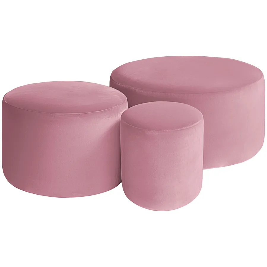 Набор пуфов "Фуфик" розовая сакура бархат - Фото основное 1