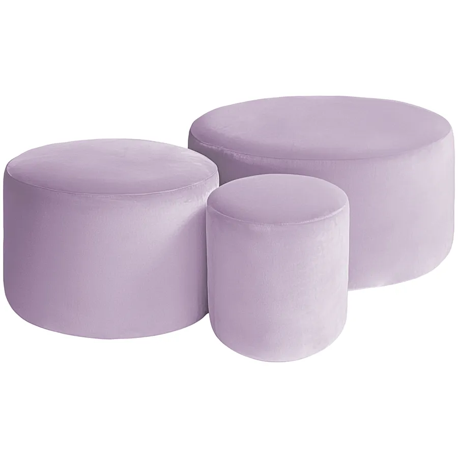 Набор пуфов "Фуфик" сиреневая дымка бархат - Фото основное 1