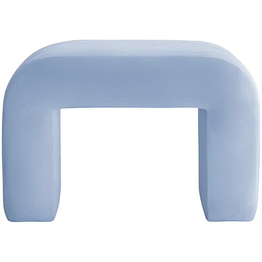 Пуфик "Боу" мини | голубой сапфир бархат - Фото миниатюра 1